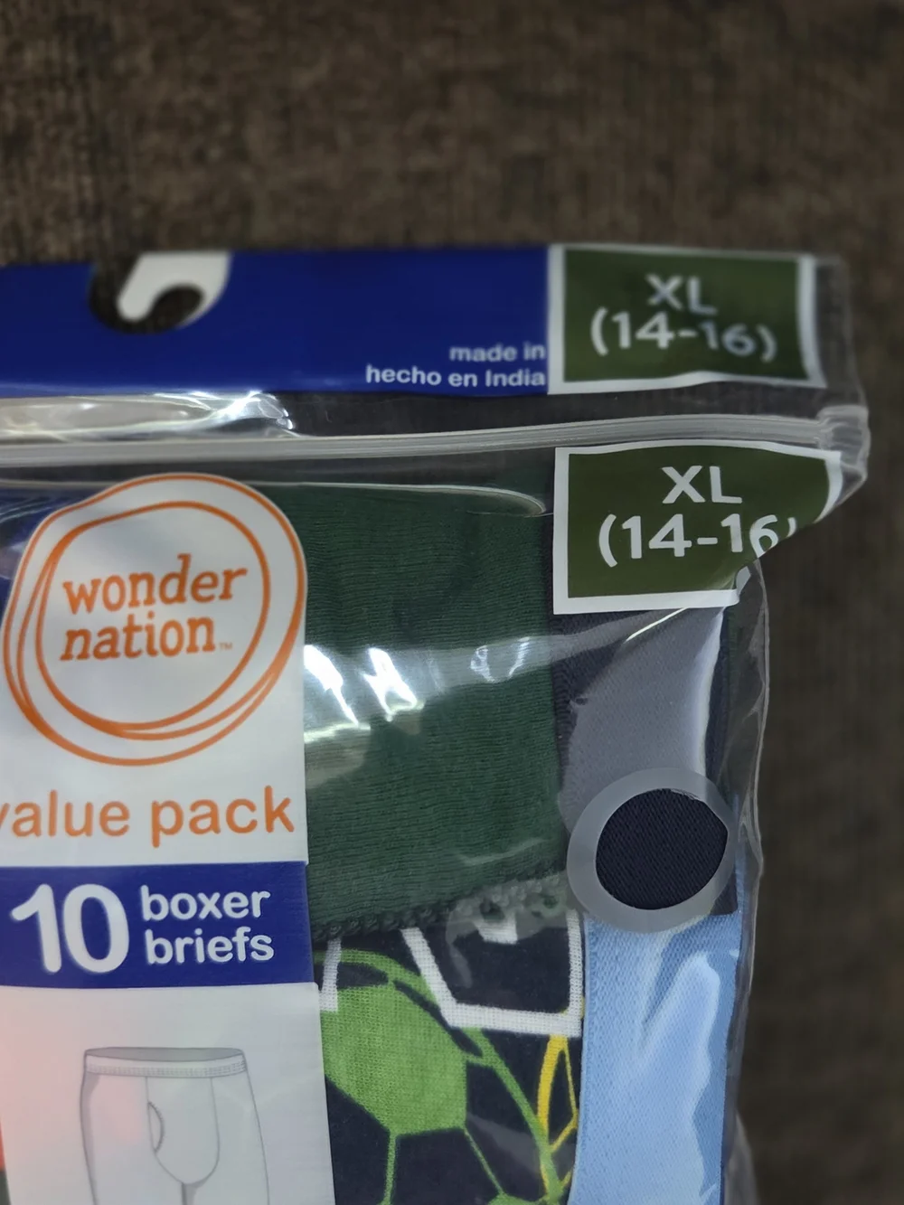 NEW wonder nation Boy's XL (14-16) 10-Pack Boxer Briefs